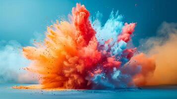 Colorful smoke powder explosion in the sky photo