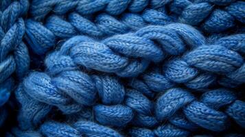 Blue Knitted Wool with Intricate Knots photo