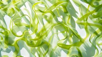 Abstract Green Ribbon Pattern on White Background with Bright Organic Shapes and Flowing Lines photo