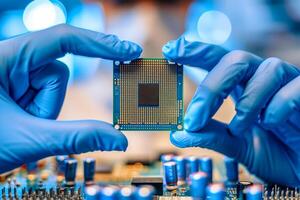 A person holding a cpu chip in their hands photo