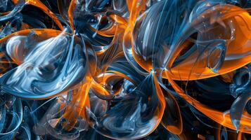 Vibrant Abstract Art with Fluid, Orange and Blue Swirling Patterns photo