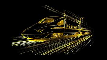Neon frame effect Shinkansen, Japan's bullet trains, glow, black background. video