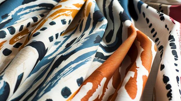 Colorful Abstract Fabric Patterns with Bold Brushstrokes and Artistic Designs photo