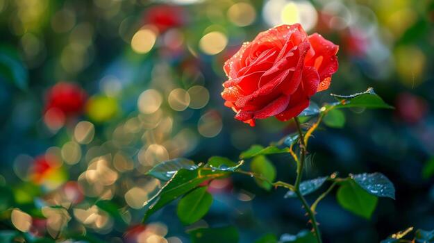 un rojo Rosa floreciente en el jardín foto