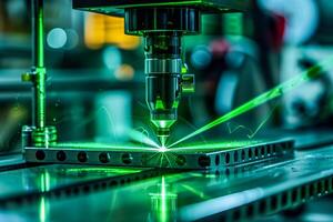 A close up of a machine with a green laser on it photo