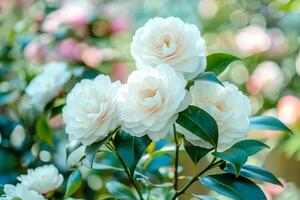 muchos blanco flores floreciente en jardín foto