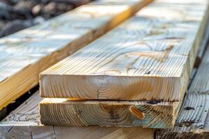 A close up of a pile of wood photo