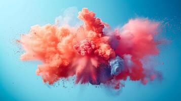 A cloud of colored powder is flying in the air photo