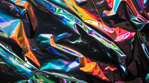 Vibrant Iridescent Holographic Foil Texture with Colorful Light Reflections photo