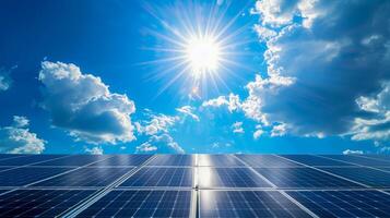 A solar panel with sunlight shining through it photo