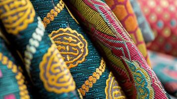 Vibrant Traditional Textile Patterns with Intricate Designs and Rich Colors photo