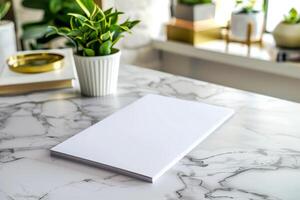 White book on marble table photo