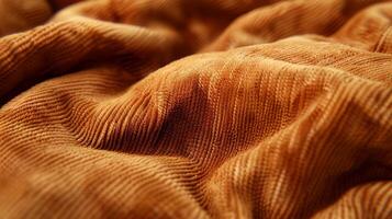 Texture of Vibrant Orange Corduroy Fabric photo
