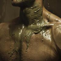 Man Covered in Wet Clay Texture photo