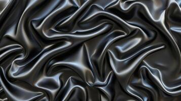 Luxurious Black Satin Fabric with Elegant Creases and Textures photo