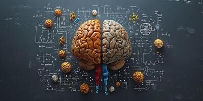 Brainstorming and creative thinking concept of two human brains with colorful paint splashes photo