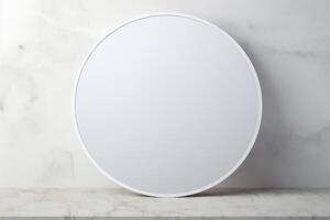 Blank Round Design. Empty Template with White Circle on Modern Background Space photo