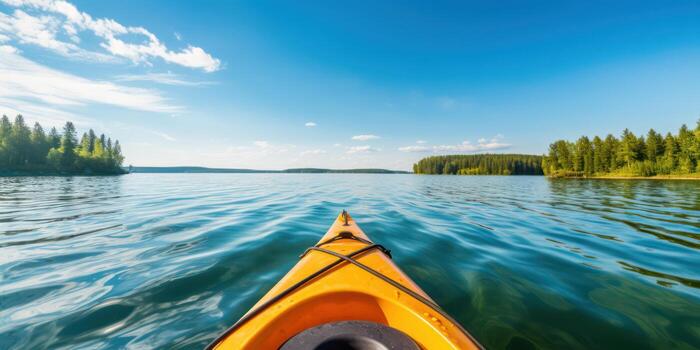 Tranquil Waters. A Serene Summer Adventure amidst Nature's Majestic Canoeing Paradise photo