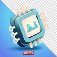 Artificial Intelligence Chip, 3d. Suitable for technology and design elements vector