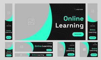 Online learning course web set banner design for social media post, learning everyday web bundle banner design, full customizable eps 10 file format vector