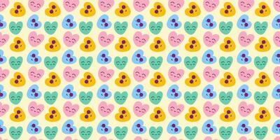 Summer seamless pattern with doodle hearts on an isolated background. Romantic hippie print for fabric, paper, T-shirts. illustration of doodles vector