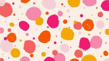 Colorful polka dot abstract pattern on beige background. Contemporary childish doodle design. Fun simple festive banner template. Circle confetti backdrop vector