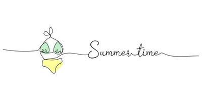 swimsuit hand drawn. linart continuous line drawing. Single line drawing for summer design. Summertime vector