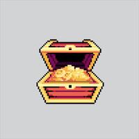 Pixel art illustration Treasure Chest. Pixelated Treasure Box. Treasure Chest Box pixelated for the pixel art game and icon for website and game. old school retro. vector