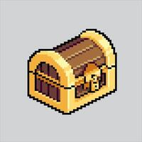 Pixel art illustration Treasure Chest. Pixelated Treasure Box. Treasure Chest Box pixelated for the pixel art game and icon for website and game. old school retro. vector