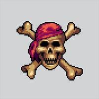 Pixel art illustration Pirate Skull. Pixelated Pirate Bones. Pirate Skull and Bones pixelated for the pixel art game and icon for website and game. old school retro. vector