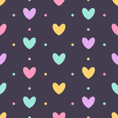 Hearts seamless pattern. Colorful hearts, kids seamless pattern. Design for wrapping paper, wallpaper, textile