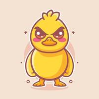 serious duck animal character mascot with angry expression isolated cartoon vector