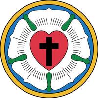 The Luther rose or Luther seal is a widely recognized symbol for Lutheranism. Martin Luther vector
