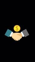 Business Hand Shaking And 3D Flat Coin Rotating On Alpha Channel 2D Animation Vertical video
