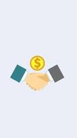 Business Hand Shaking And 3D Flat Coin Rotating 2D Animation Vertical video