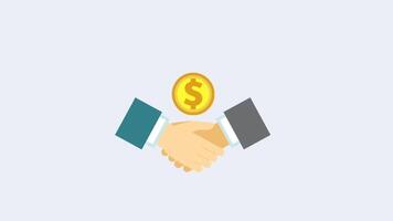 Business Hand Shaking And 3D Flat Coin Rotating 2D Animation video