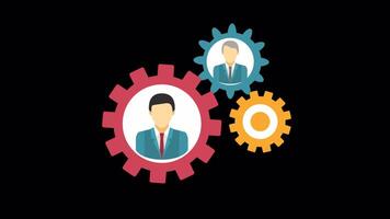 Business Office Workers On Gear Elements On Alpha Channel 2D Animation video