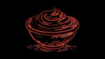 Neon frame effect bowl of hummus in Jordan, glow, black background. video