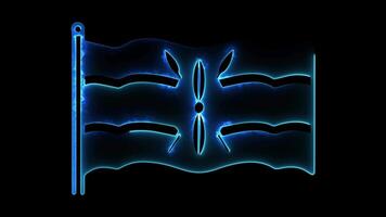 Neon frame effect flag of Kenya, glow, black background. video