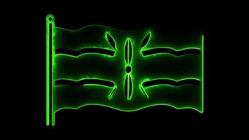 Neon frame effect flag of Kenya, glow, black background. video