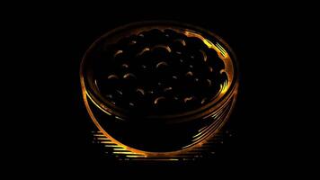 Neon frame effect Ugali, a traditional East African dish of maize porridge in Kenya, glow, black background. video