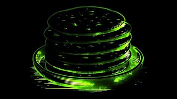 Neon frame effect Chapati, a type of flatbread popular in East Africa in Kenya, glow, black background. video