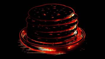 Neon frame effect Chapati, a type of flatbread popular in East Africa in Kenya, glow, black background. video