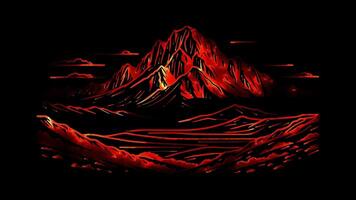 Neon frame effect Mount Kenya, glow, black background. video