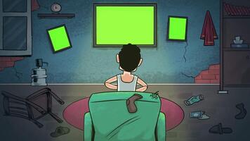 Lazy Man Playing Console Game 2D Animation video