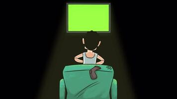 Lazy Man Playing Console Game On Alpha Channel 2D Animation video