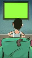 Lazy Man Playing Console Game 2D Animation Vertical video