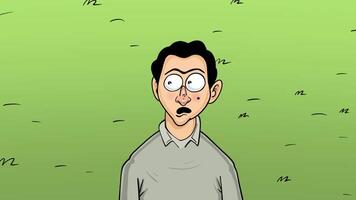 Man Looks Surprised And Thinks With Bubble 2D Animation video