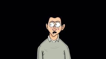 Man Looks Surprised And Thinks With Bubble On Alpha Channel 2D Animation video