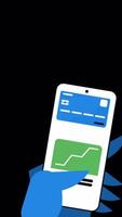Mobile Banking Application Hand Gesture Swipe On Alpha Channel 2D Animation Vertical video